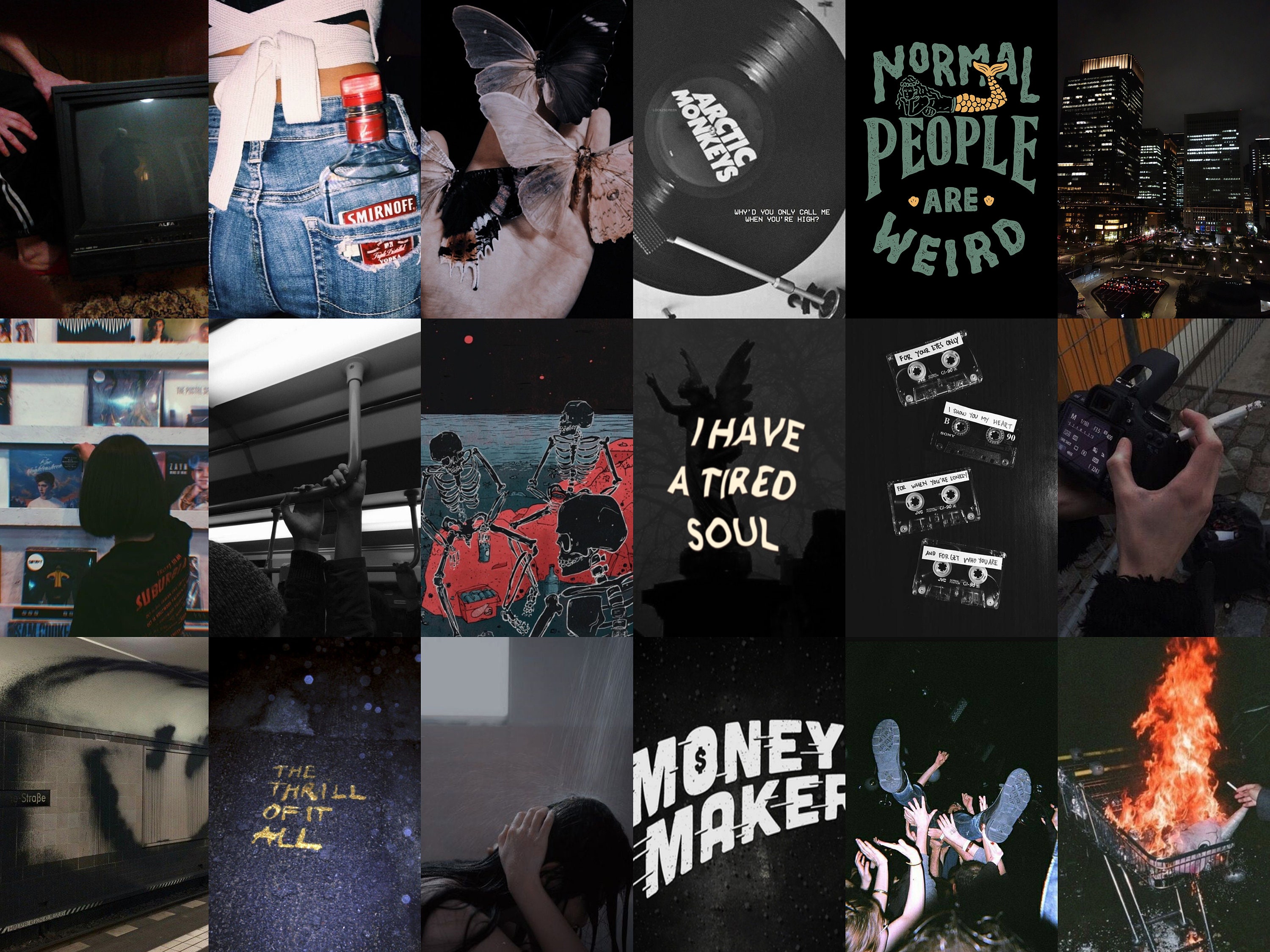 100pc Grunge Wall Collage Kit Black Wall Collage Aesthetic Etsy