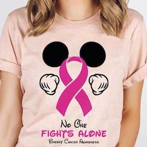 Mickey Breast Cancer Awareness Shirt, No One Fights Alone Tee, Disney Support Team Shirt, Cancer Survivor Tee, Stronger Than Cancer Sweater