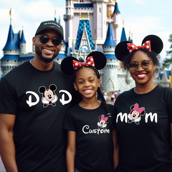 Custom Disney Family Trip Shirts, Disneyland Vacation Shirts, Family Matching Tees, Minnie Mouse T Shirts, Personalized Family Trip T-Shirt