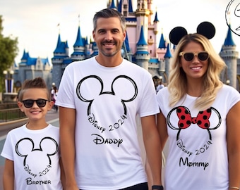 Disney Family Shirt, Disney Trip 2024, Custom Family Disney T-Shirts, Minnie Mouse Tees, Matching Disney Group Shirt, Disney Clothes