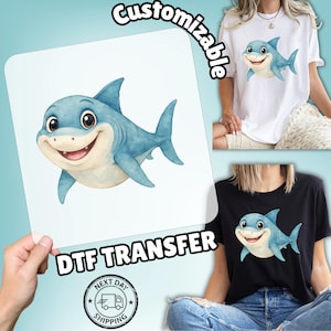 Cute Shark DTF Transfer, Ocean Theme Iron On Decal, Ready To Press Heat Transfer, Kids Birthday Design
