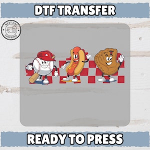 Funny Cute Baseball Characters DTF Transfer for Family Game Day T-shirt & Apparel | Ready To Press Iron-On Design