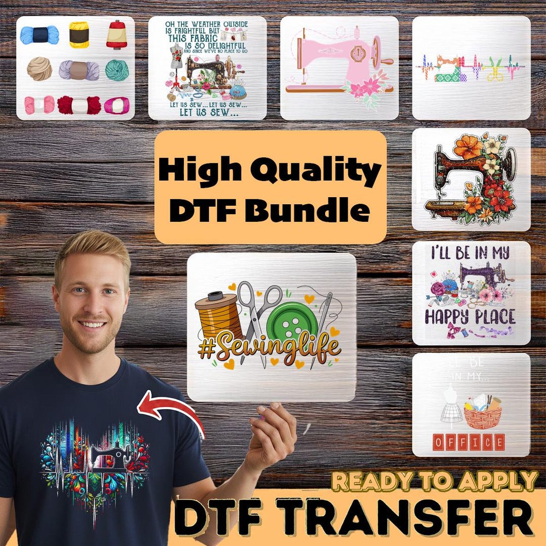 Sewing DTF Transfer, Sewing Machine Craft Design, Quilter Tailor Maker ...