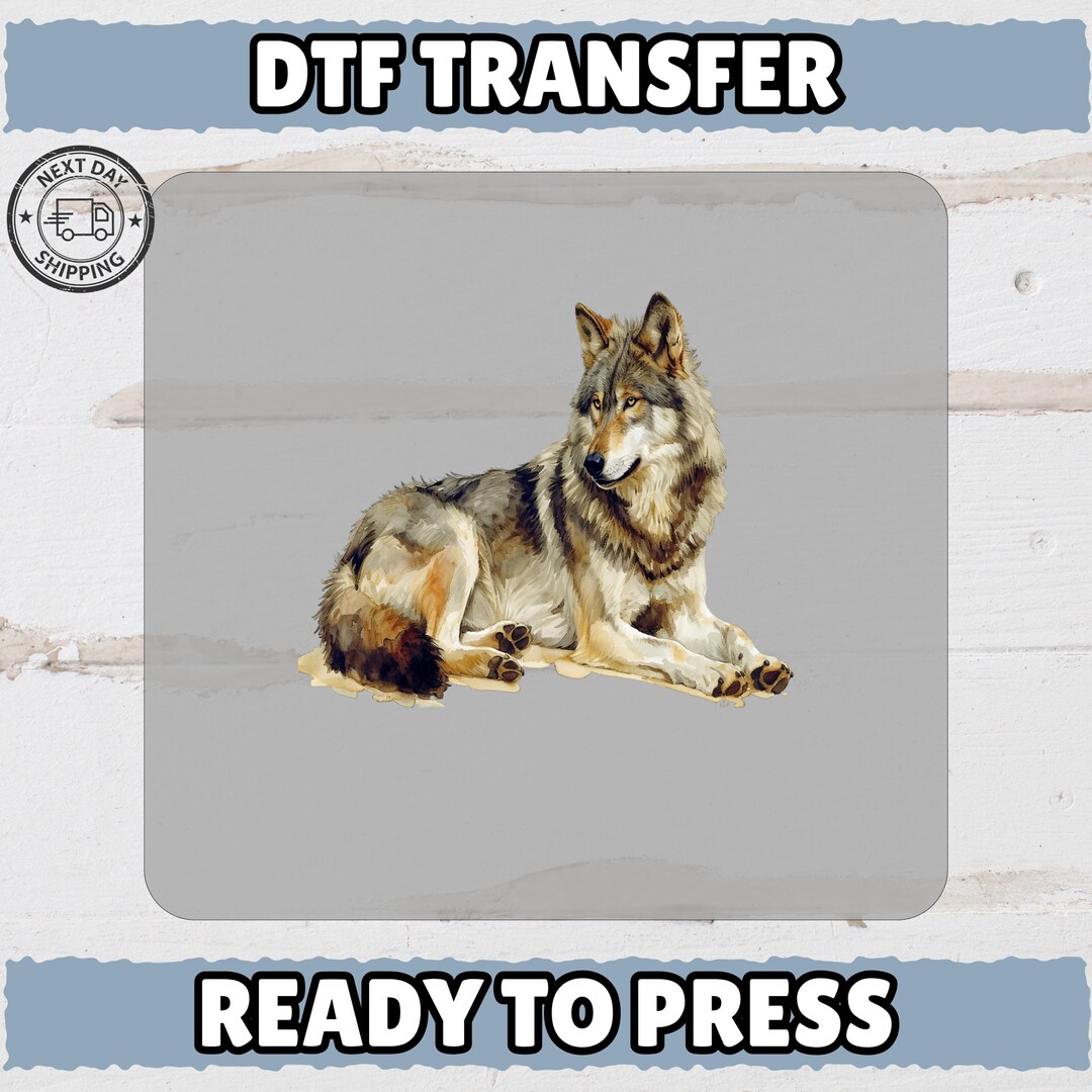 Nature Inspired Wolf DTF Transfer for Rustic Apparel, Iron-on Wildlife ...