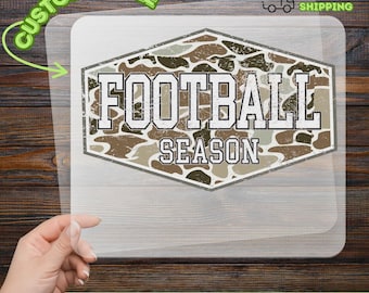 Football Season Camouflage DTF Transfer, Ready To Press, Game Day Shirt Design, Distressed Football Print, Sports Team Apparel