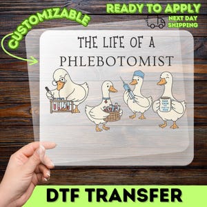 Funny Phlebotomist Duck DTF Transfer, Healthcare Humor Iron-On Decal, Medical Worker Gift,Toy Story Lab Week 2026