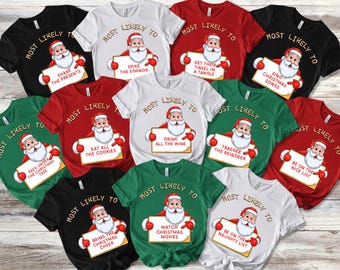 20 Quotes Most Likely to Christmas Shirt, Family Matching Sweatshirt ,Santa Xmas Kids Shirt, Custom Group Xmas Tee, Christmas Unisex Pajamas
