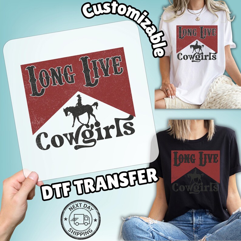 Vintage Western Cowgirls DTF Transfer for Western Apparel & Rodeo Fans, Ready to Press on T-shirts Hoodies image 2
