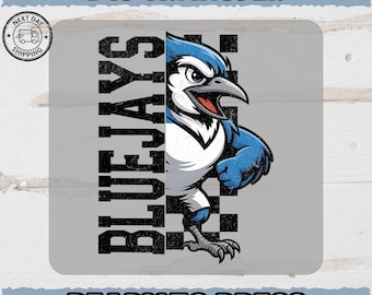 Cartoon Blue Mascot DTF Transfer for Sports T-Shirt & Apparel | Bold Team Spirit Iron-On Design Ready To Press