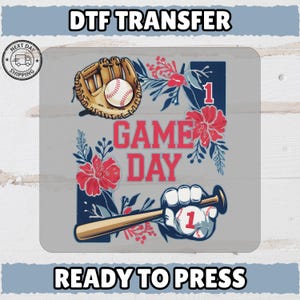 Retro Sporty Floral Baseball DTF Transfer for Game Day Apparel | Ready to Press for Team Shirts & Fun Fan Outfits