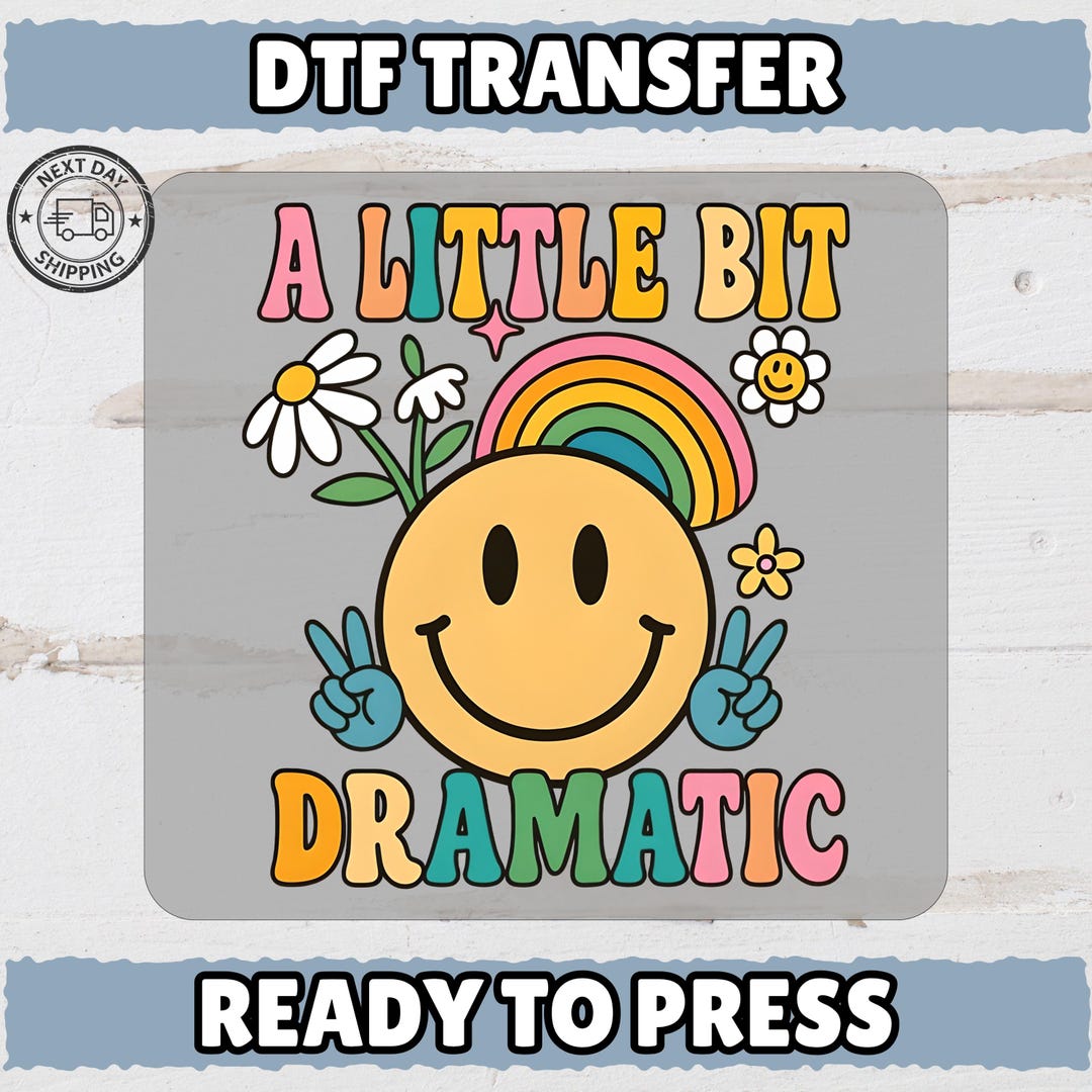 Retro Smiley Face DTF Transfer Funny Cute Tee for Friends & Drama Clubs ...