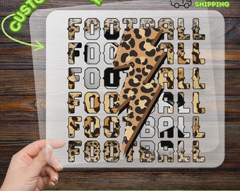 Football Leopard Lightning Bolt DTF Transfer, Ready To Press, Game Day Shirt Transfer, Sports Fan Tee DTF, Animal Print Football Design