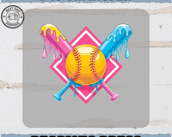Colorful Dripping Softball Bats DTF Transfer Ready To Press for Fun Team Shirts & Apparel