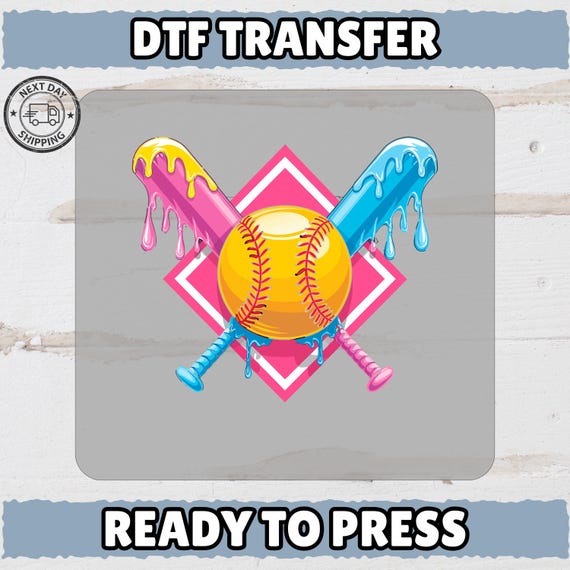Colorful Dripping Softball Bats DTF Transfer Ready To Press for Fun Team Shirts & Apparel
