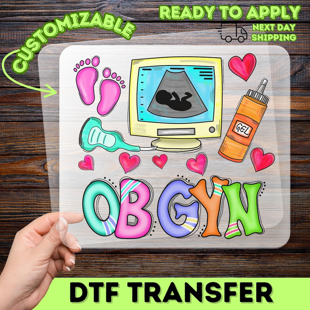 OBGYN Cartoon Ultrasound Iron-on Decal, Prenatal Care Heat Transfer ...