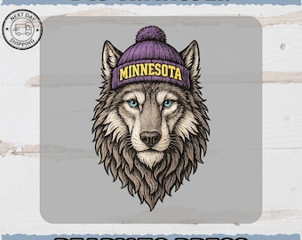 Minnesota Wolf DTF Transfer, Ready To Press Wolf Design, Winter Wildlife Transfer, Nature Lover Iron On, Woodland Animal Decal