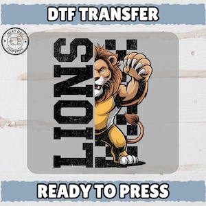 Energetic Cartoon Lion Sports Mascot DTF Transfer for Athletic Team Spirit Apparel - Perfect for Shirts & Hoodies