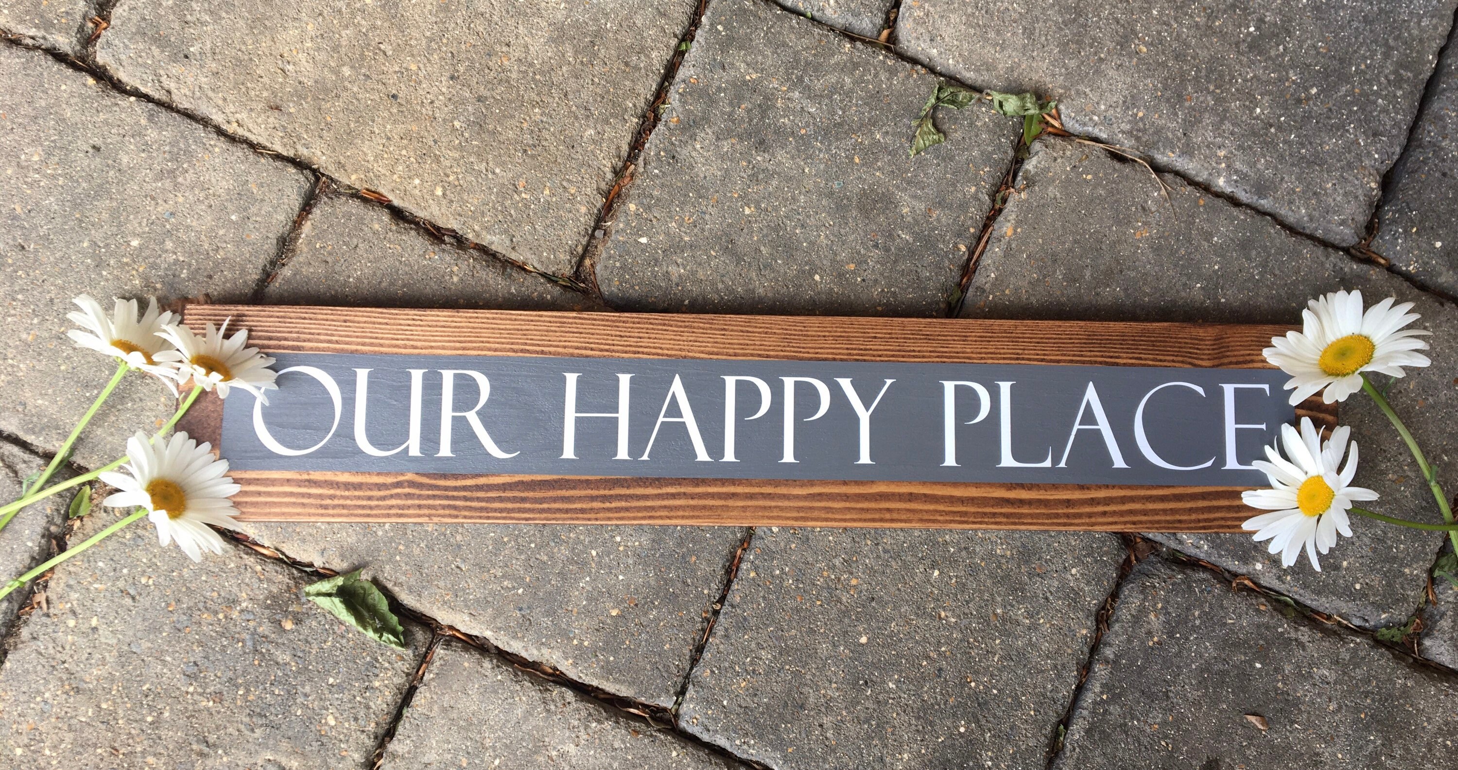 Our happy place wooden sign plaque new home gift Etsy