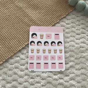 Feuille d’autocollants de travail mignon | Sticker Love, Sticker d’école, Autocollant de travail | Planificateur mignon, Bullet Journal, Papeterie, Penpal, Scrapbook Gift |