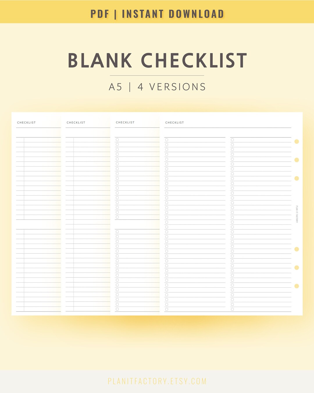 Buy Blank Checklist Printable Worksheet A5 Minimalist Get It Online in ...