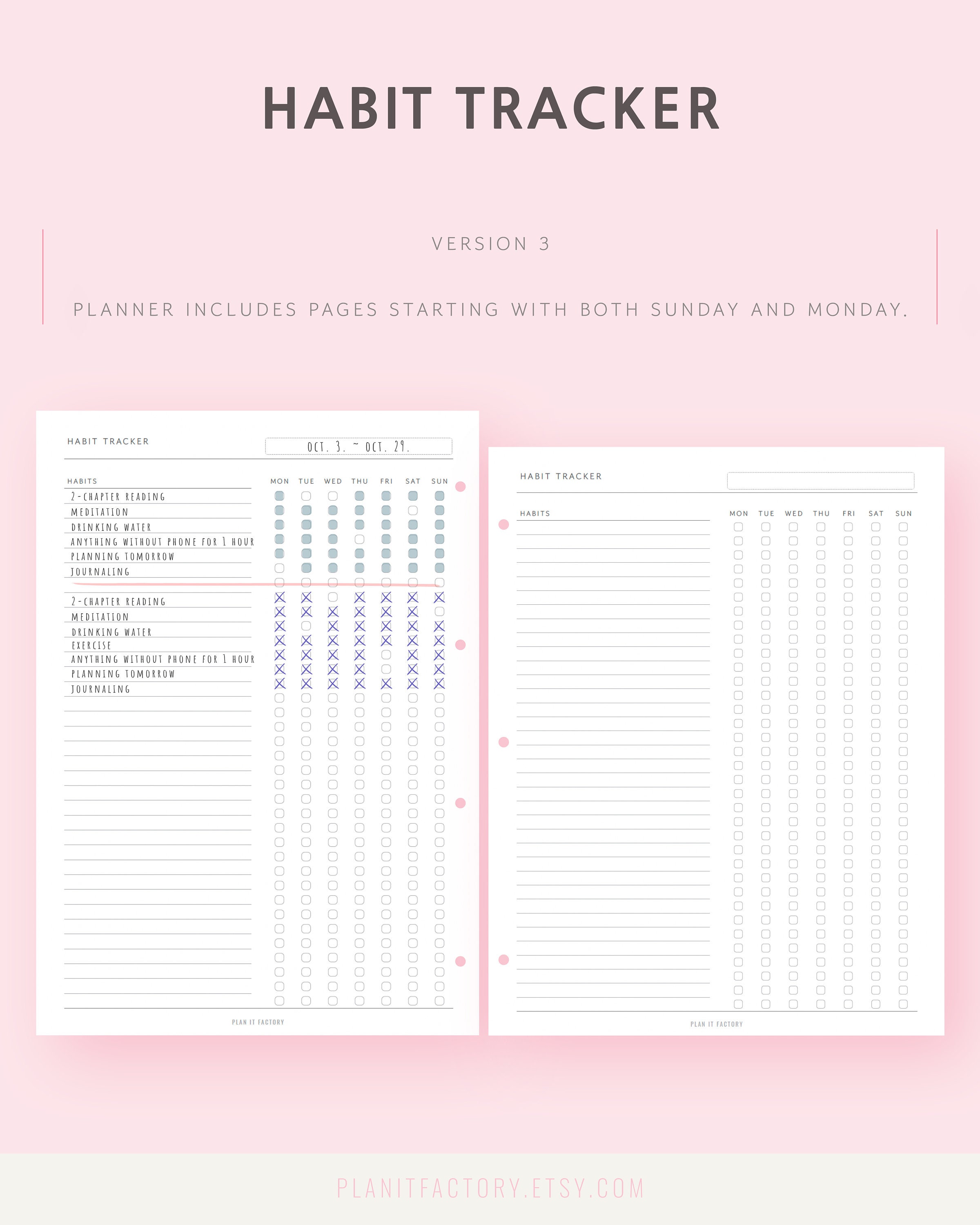Weekly Habit Tracker Printable A4, Letter Simple Daily Routine Tracker ...
