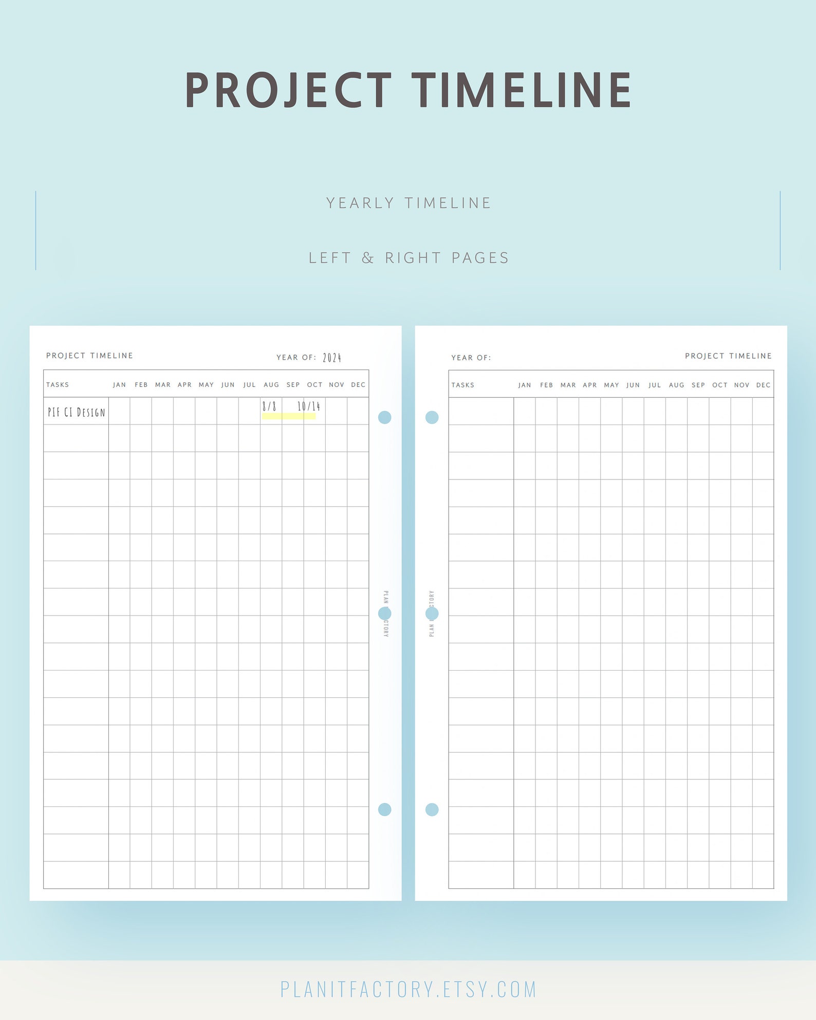 Project Planner Printable Template Pages Half Letter Project Overview Timeline PDF Task Tracker ...