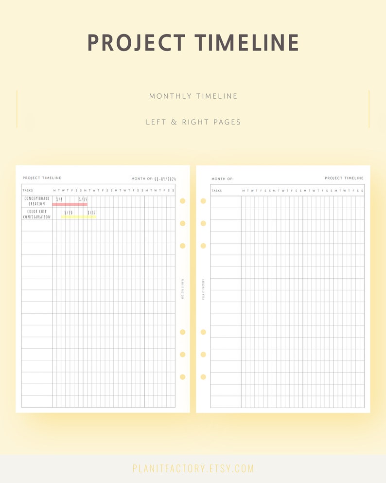 Project Planner Printable Template Pages A5 Project Overview Timeline ...