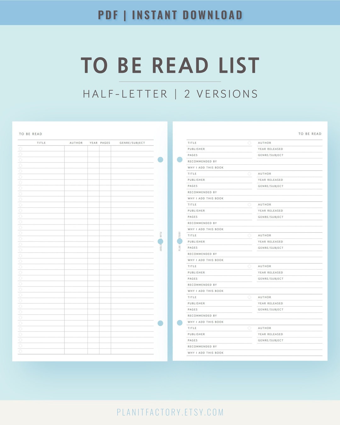 To Be Read List Template Printable Inserts Books to Read Pages for Book To Be Read List Template Printable Inserts Books to Read Pages for Book