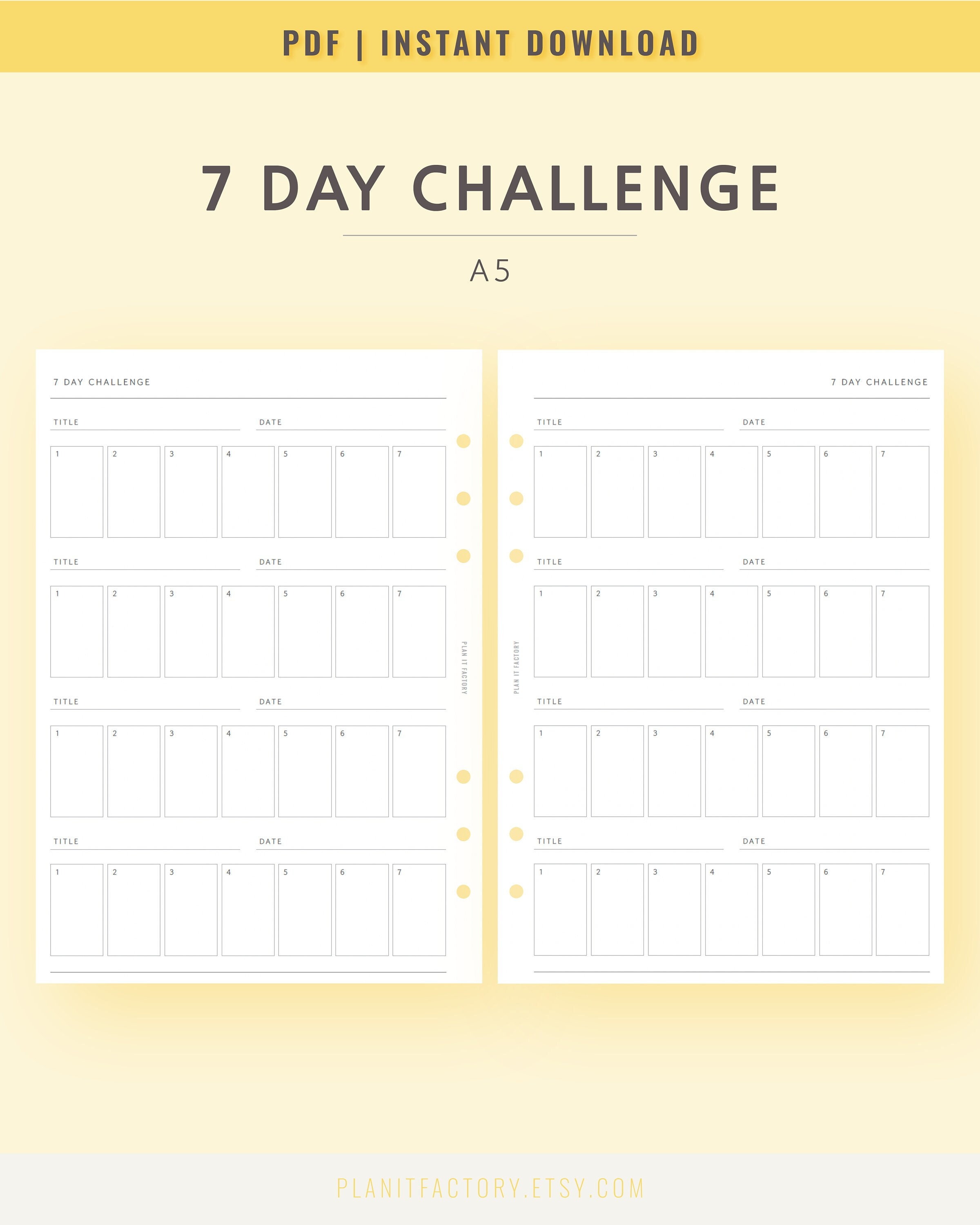 7 Day Challenge Tracker Printable Planner Page A5 Minimalist Weekly Habit  Tracker PDF Digital Template - Etsy