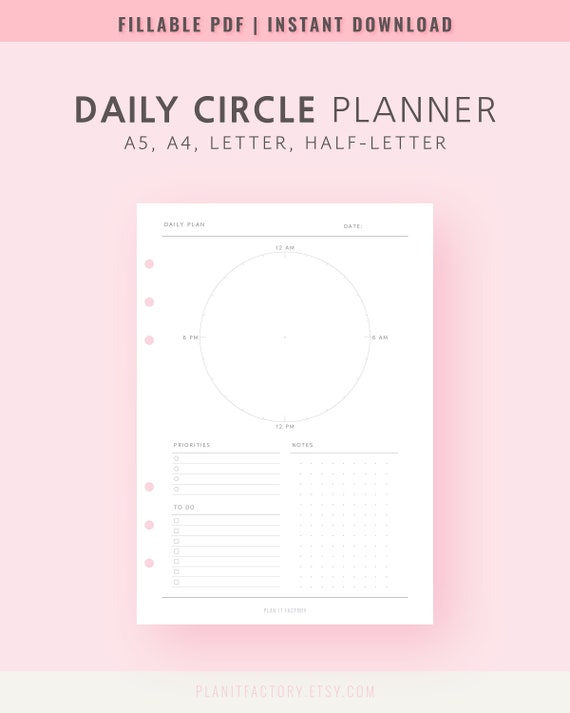 daily-circle-planner-printable-template-circle-of-time-etsy