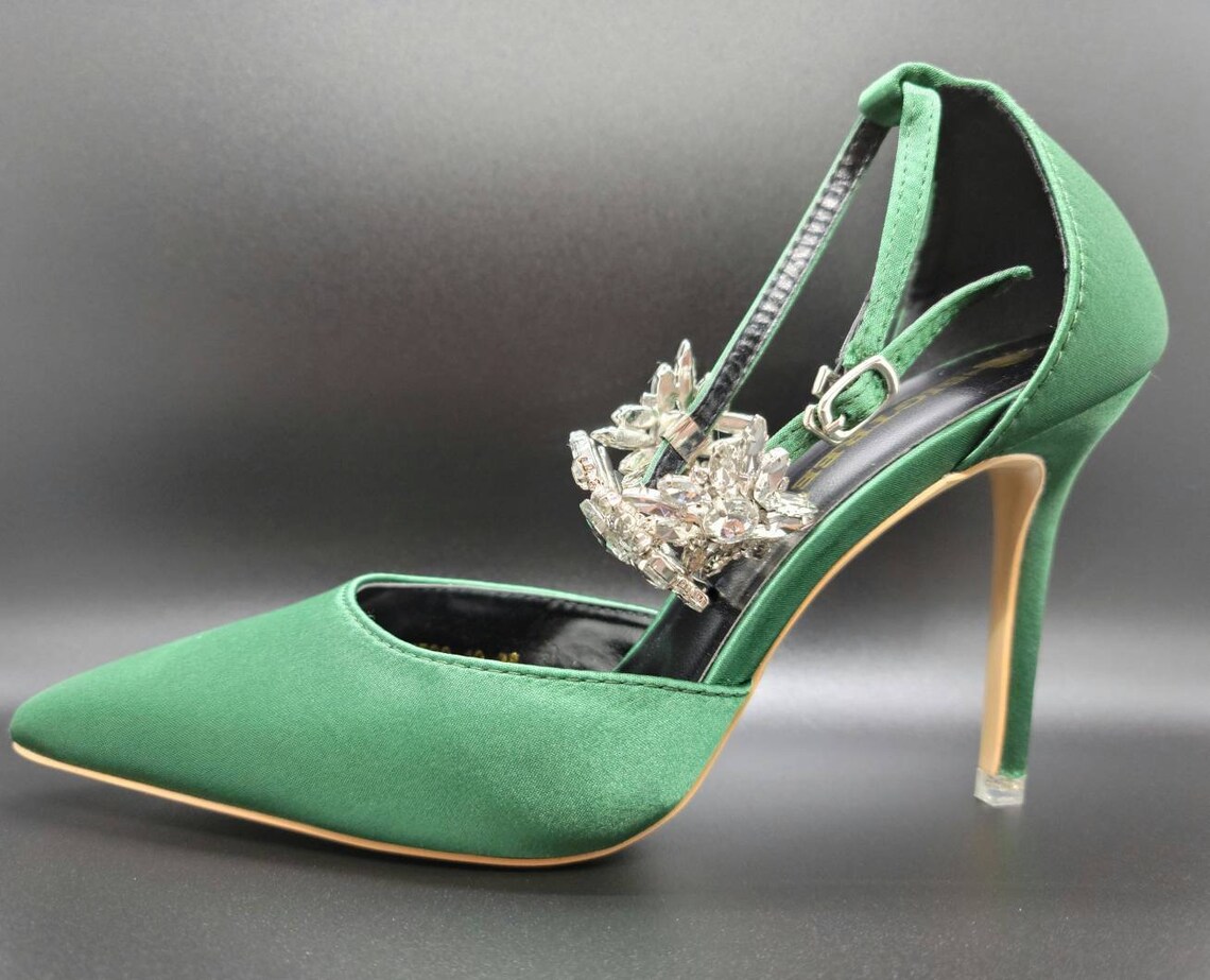 emerald satin shoes