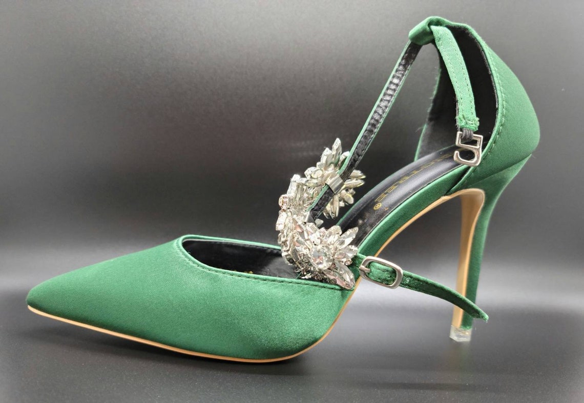 emerald satin shoes