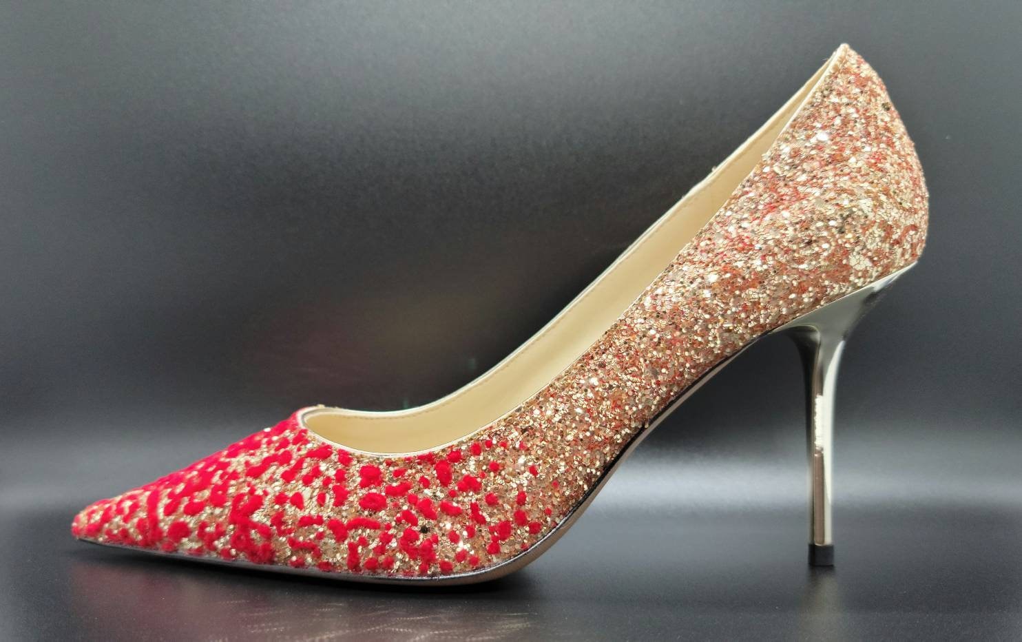 red heels with gold studs