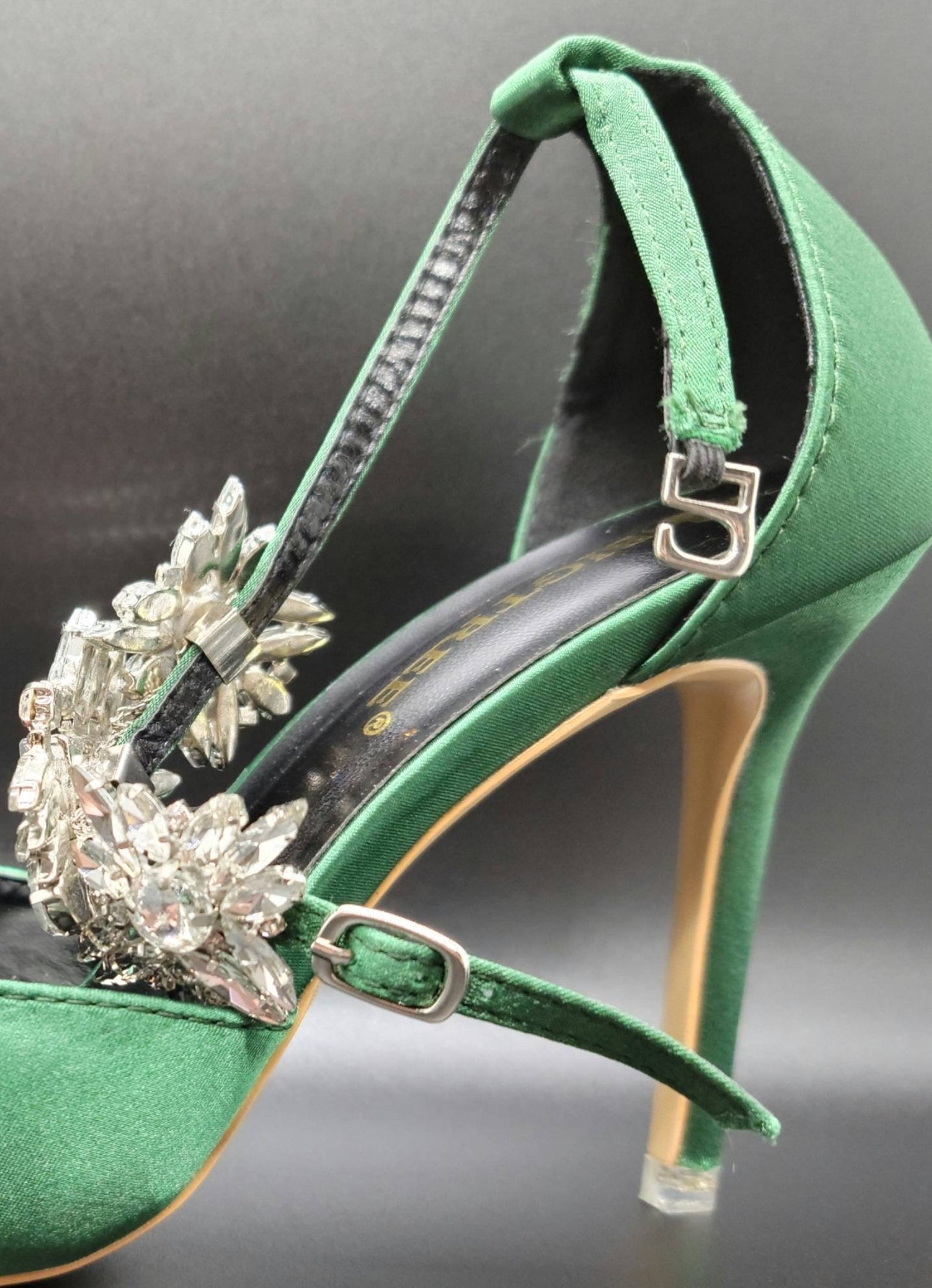 emerald satin shoes