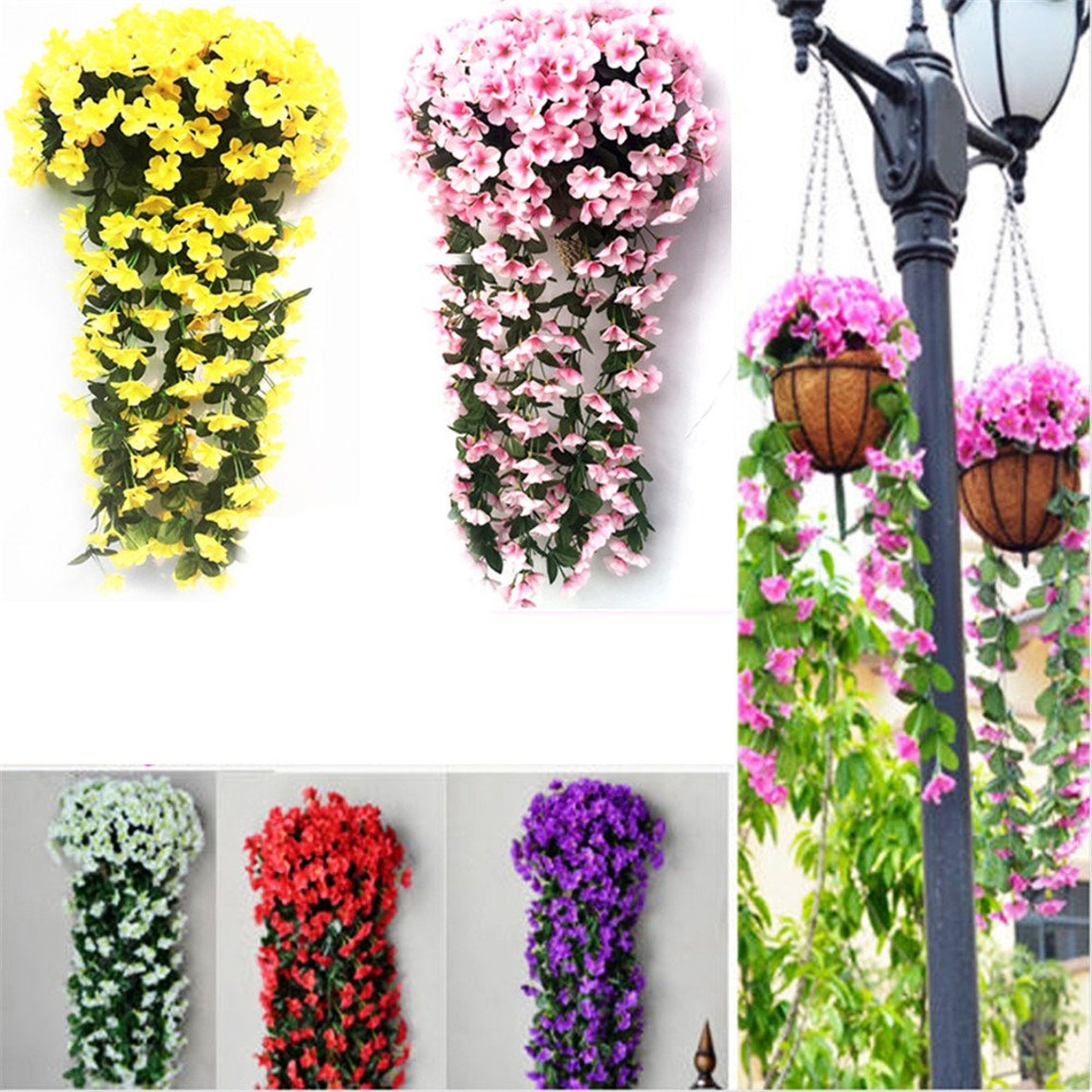 Violett künstliche Blumen hängen Home Decor Simulation Wand Etsy