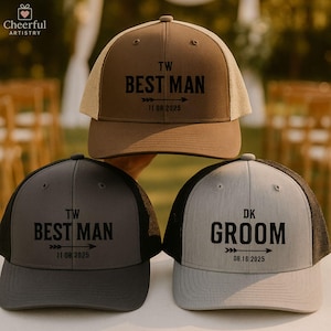 Custom Groomsman Hat, Personalized Best Man Hat, Groom Cap, Wedding Party Hats, Bachelor Party Gifts, Custom Groomsmen Gift, Embroidered Hat