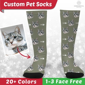 Custom Pet Socks, Personalized Socks for Dog Cat Lovers, Gift for Christmas, Gift for Dad, Cat Face Socks, Customized Socks with Any Photos