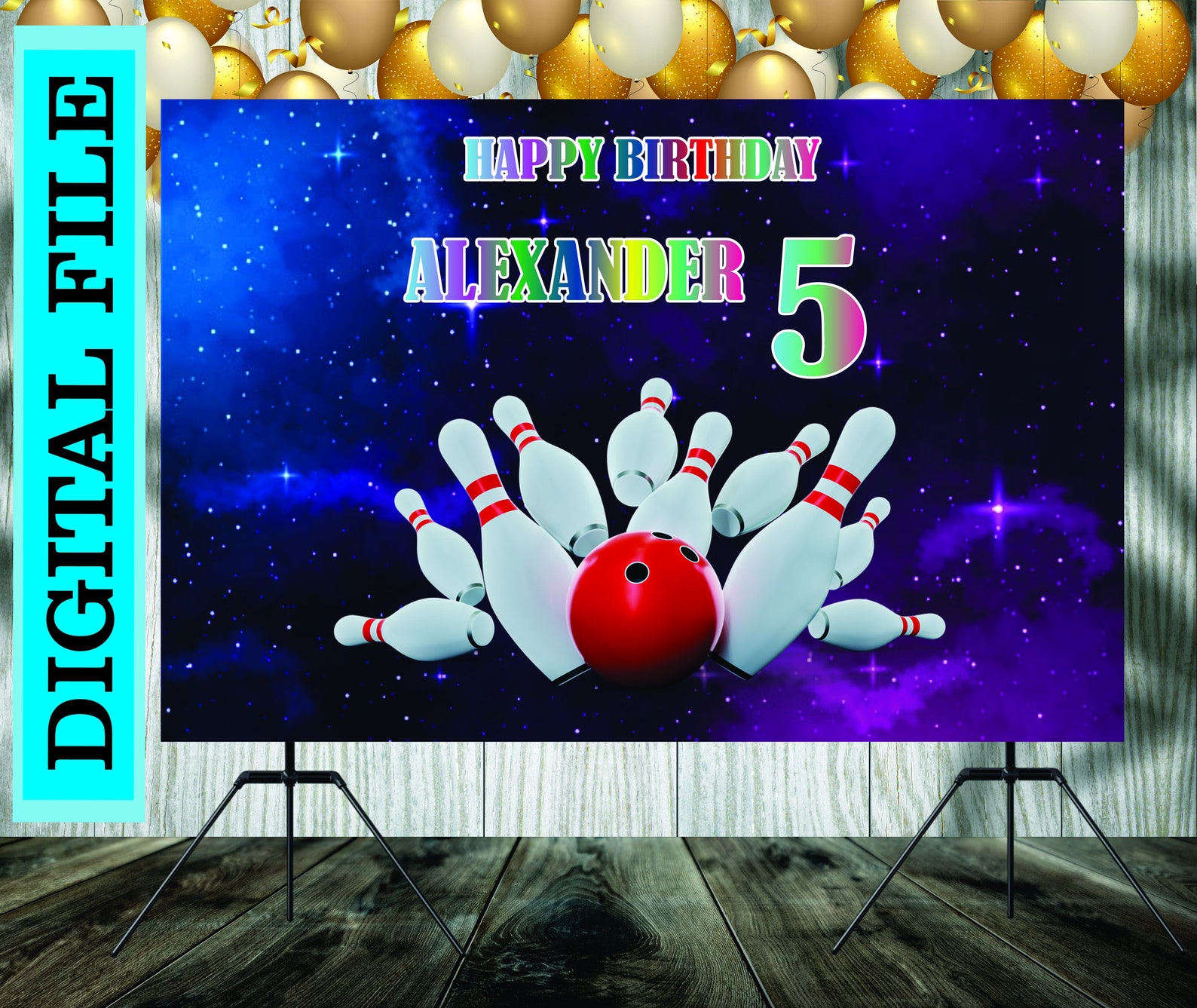 Bowling Backdrop Banner Bowling Backdrop Birthday Bowling Etsy