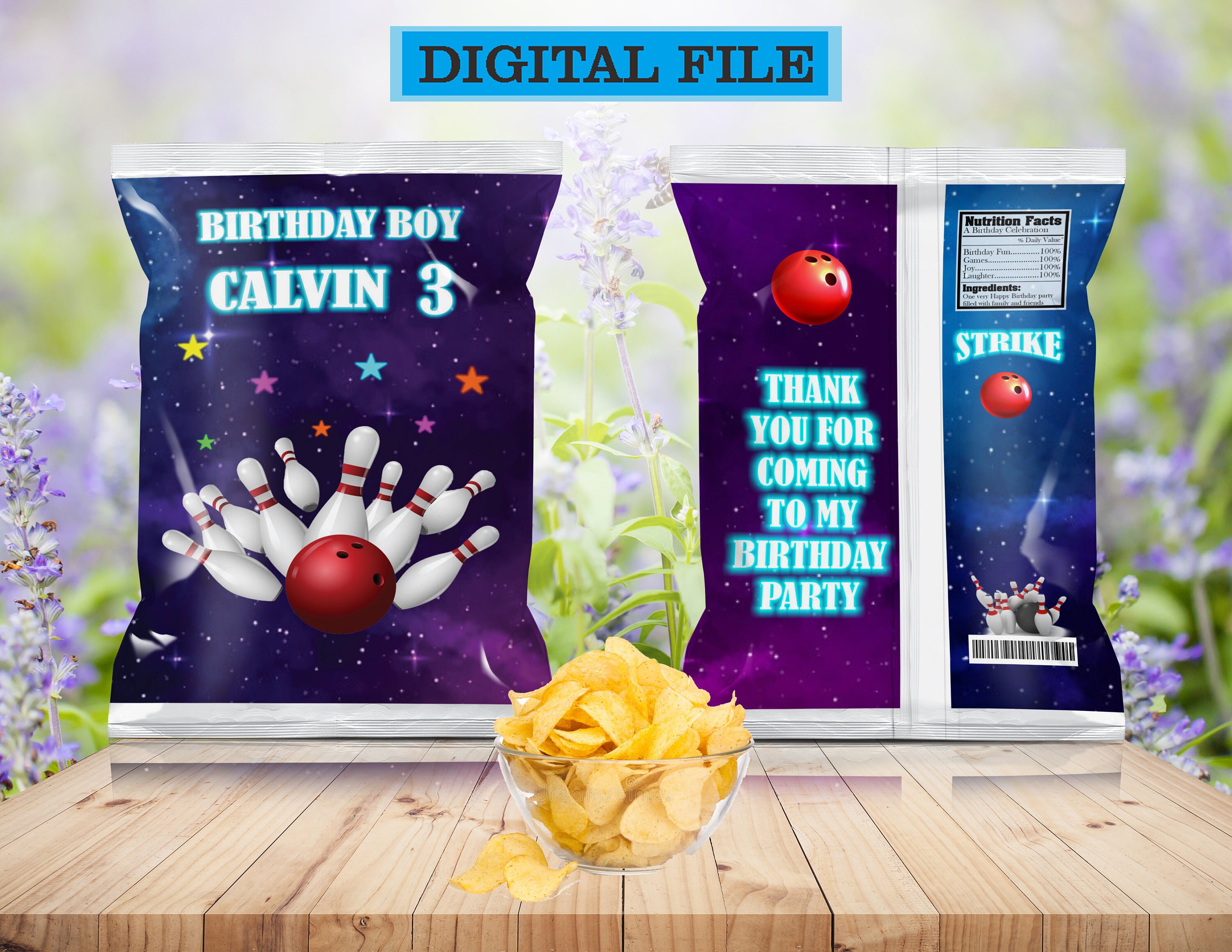 Bowling Chip Bags Bowling Favors Bowling Birthday Bowling Etsy