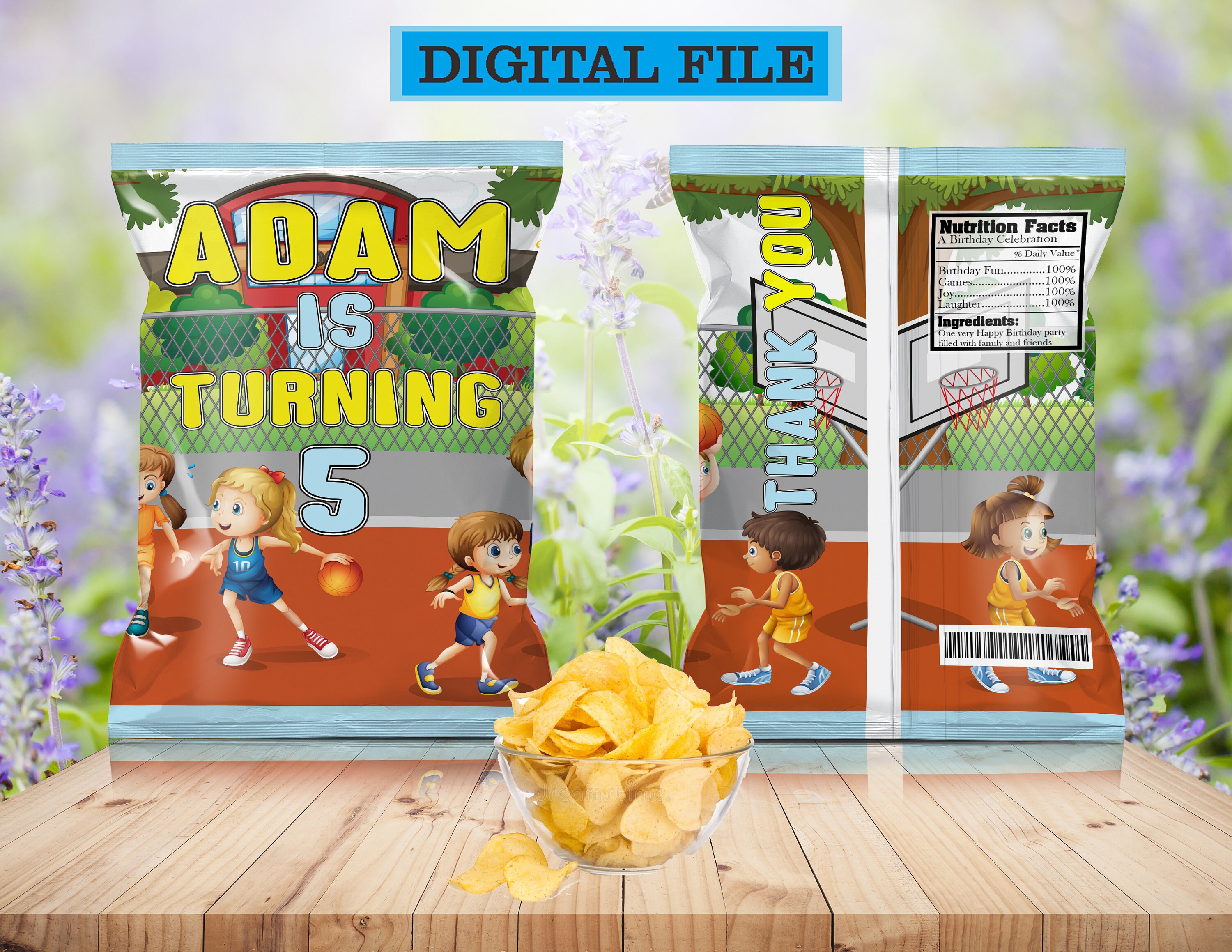 Basketball Chip Bags Basketball Favors Basketball Birthday Etsy