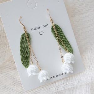 Micro Crochet Lily of the Valley Earrings Holiday Gift for Wife Earring Gift for Mother Gift for Her Bell Earrings