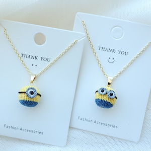 Crochet Minion Necklace Handmade Necklace Gift for Girlfriend Necklace Gift for Wife Mini Minion Jewelries Minion Accessories