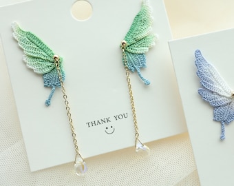 Micro Crochet Earring Handmade Earrings Gift for Girl Earring Gift for Mother Gift for Her Butterfly Earring Crochet Butterfly Wings Earring