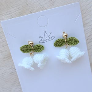 Micro Crochet Lily of the Valley Earrings Holiday Gift for Wife Earring Gift for Mother Gift for Her Bell Earrings