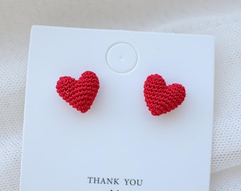 Crochet Heart Earring Handmade Heart Earring Gift for Girlfriend Earring Gift for Mother Gift for Wife Heart Gift Mini Heart Crochet