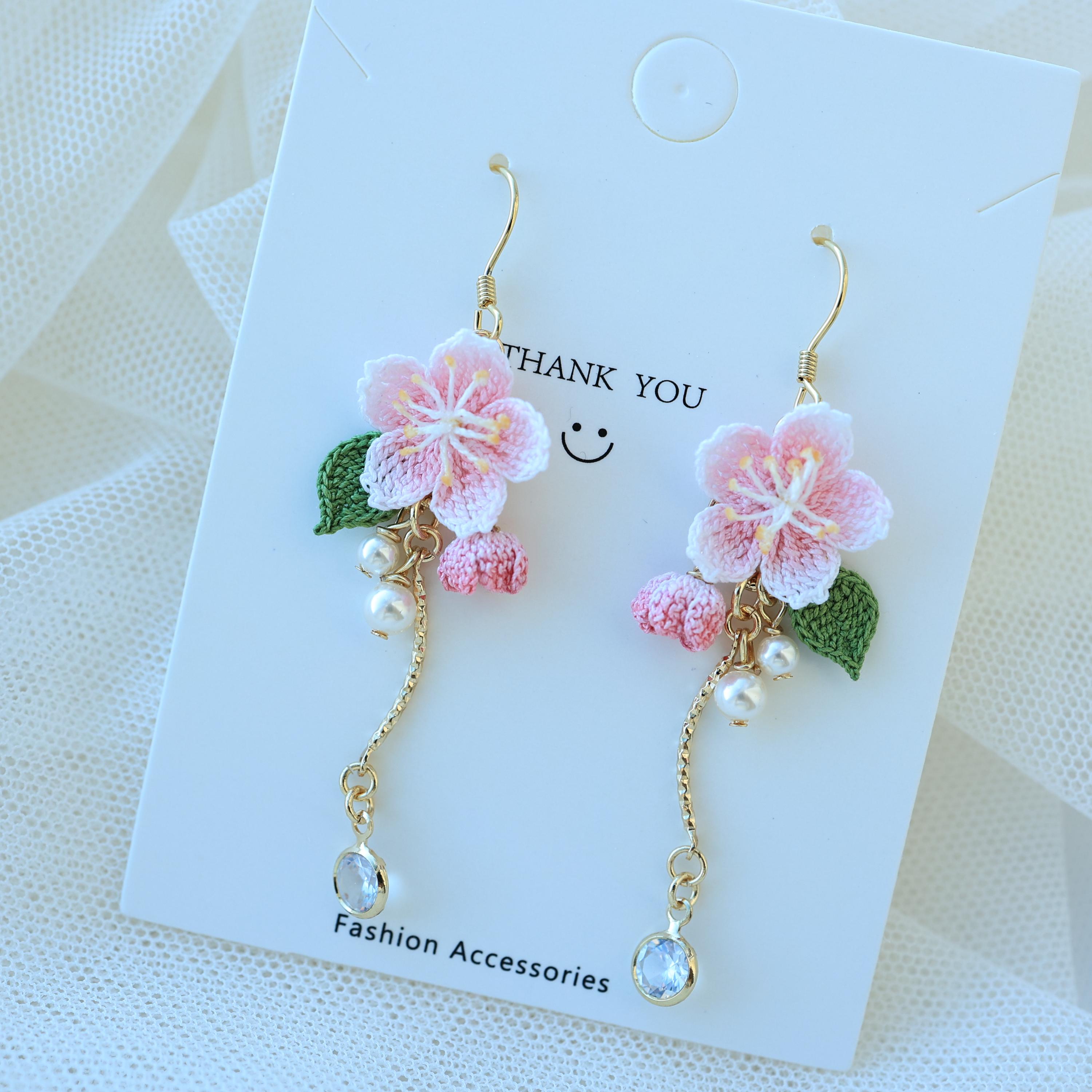 Handmade Gold Plated Earrings Peach Blossom Pink Flower Enamel Earrings - 18K Gold Plated Dangle Jewelry Handmade Flower Earrings Handmade Gold Plated Earrings Peach Blossom Pink Flower Enamel Earrings - 18K Gold Plated Dangle Jewelry Handmade Flower Earrings