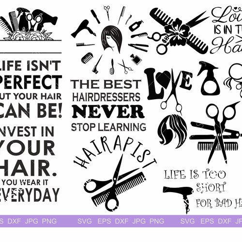 Hairdresser SVG Bundle Hairstylist Svg Pack Cut Files 10 - Etsy