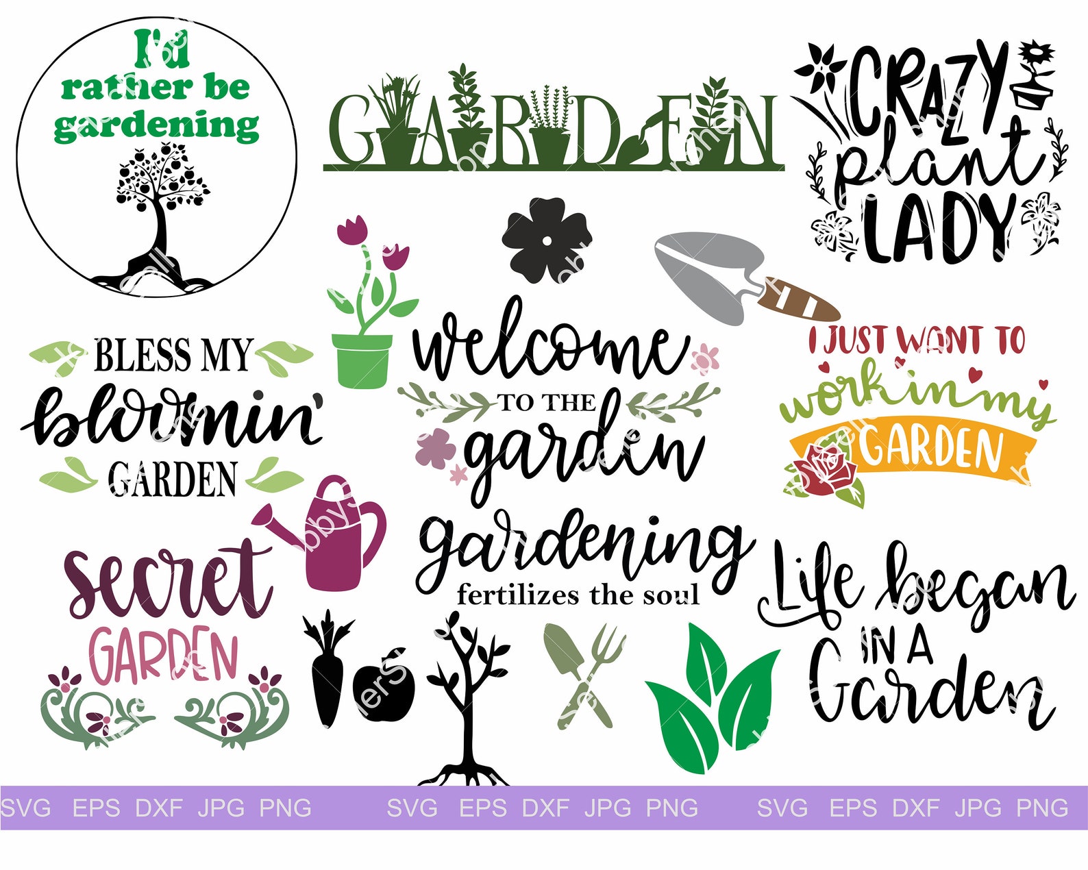 Hand Lettered Gardening SVG Bundle Garden Sign Svg Garden Etsy