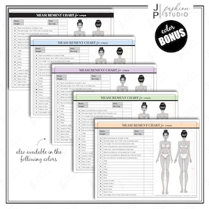 PRINTABLE Women Body Measurement Sheet, Fashion Designer Template, Sewing Measurement Sheet PDF, body contouring