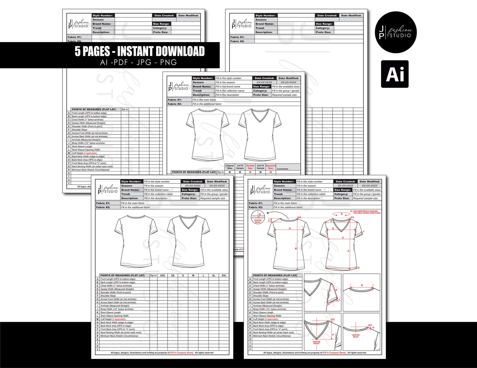 Complete Tech Pack Spec Sheets for Women